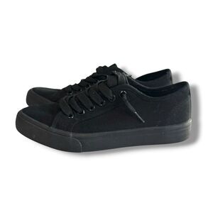 Black Lace Up Canvas Sneakers Size 6